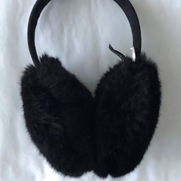 new J Crew Toscana shearling earmuffs black - Picture 1 of 8